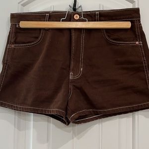 Reformation Cowboy Denim Brown Shorts